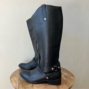 Liz Claiborne | Renea Leather Harness Tall Equestrian Biker Boots